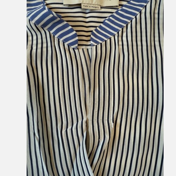 Stella McCartney Silk Blue White Stripe Blouse Size 36 Small-Medium - Picture 6 of 7